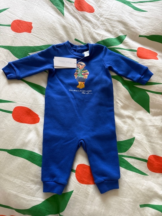 Polo Ralph Lauren Other - Polo by Ralph Lauren Royal Blue Baby Footie with Polo Bear Graphic
